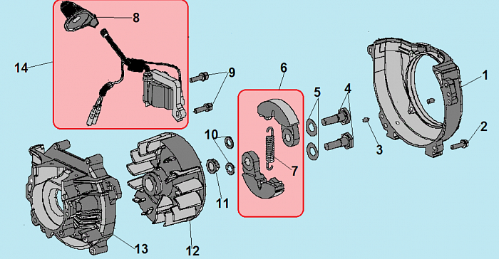 3 СЦЕПЛЕНИЕ - МАХОВИК - МАГНЕТО ТРИММЕР CHAMPION T333S-2