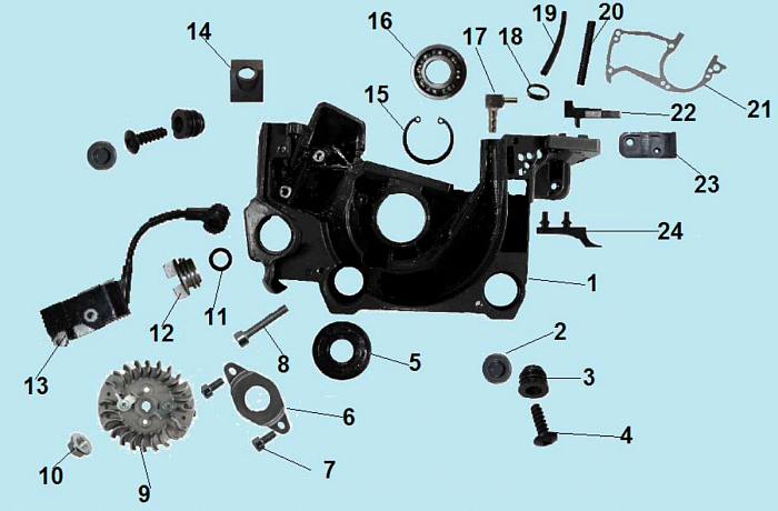 5 МАХОВИК - МАГНЕТО - КАРТЕР БЕНЗОПИЛА CHAMPION 350-18