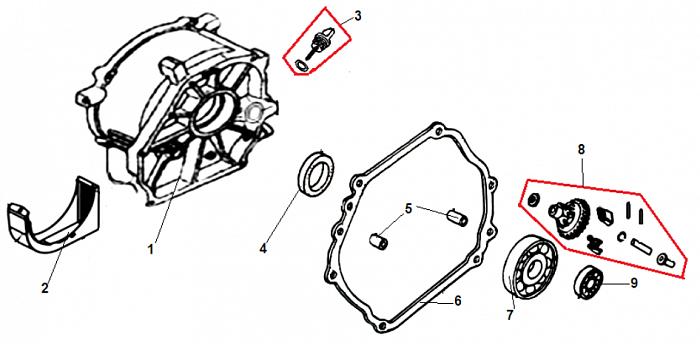 5 ДЕТАЛИ ДВИГАТЕЛЯ - БЛОК - СВЕЧА - ГОЛОВКА - КЛАПАНА - ПРОКЛАДКИ GG7501E ГЕНЕРАТОР CHAMPION