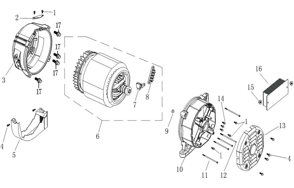 ЗАПЧАСТИ ДЛЯ ГЕНЕРАТОРА БЕНЗИНОВОГО ELITECH БЭС 12500ЕТАМК (АЛЬТЕРНАТОР)