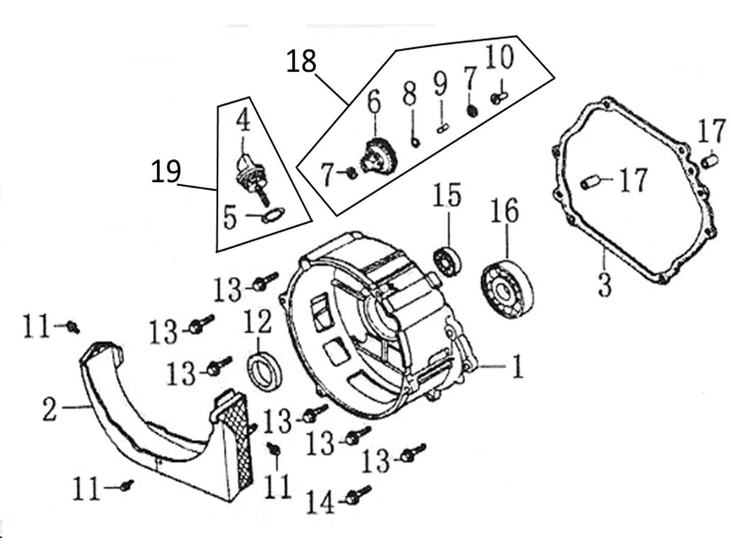 ЗАПЧАСТИ ДЛЯ ГЕНЕРАТОРА БЕНЗИНОВОГО ELITECH СГБ 9500Е (КРЫШКА КАРТЕРА)