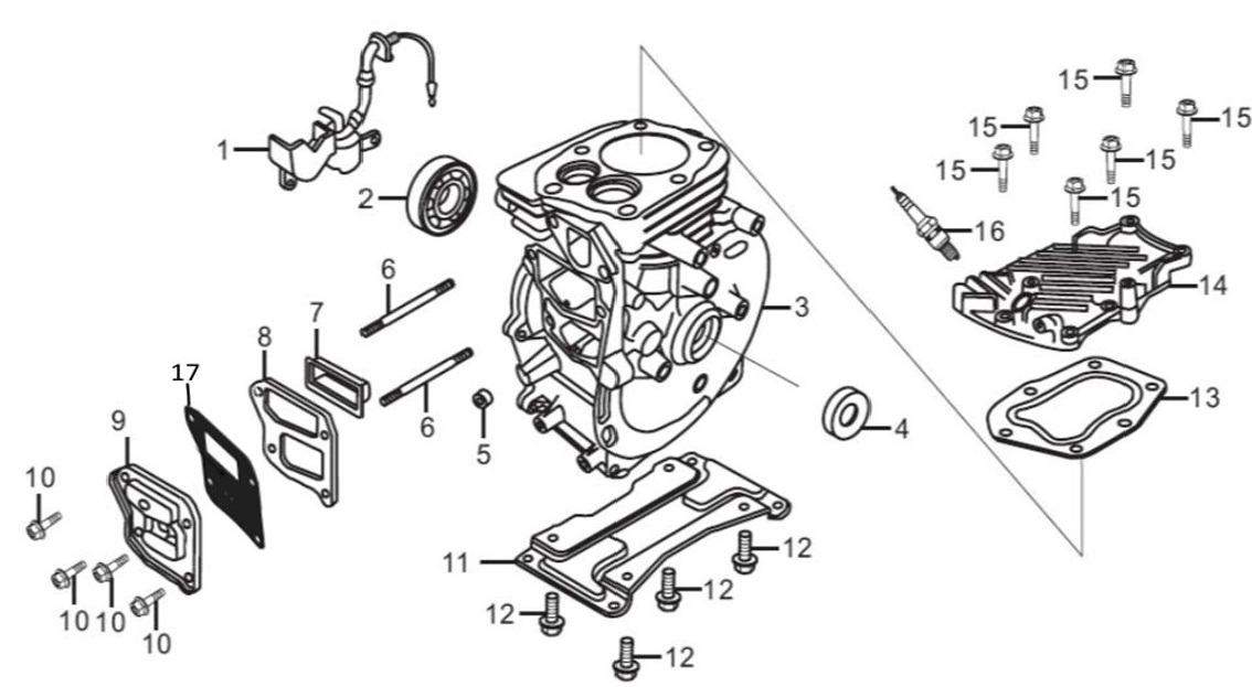 ЗАПЧАСТИ ДЛЯ МОТОПОМПЫ БЕНЗИНОВОЙ ELITECH МБ 200 Д 40 (КАРТЕР)
