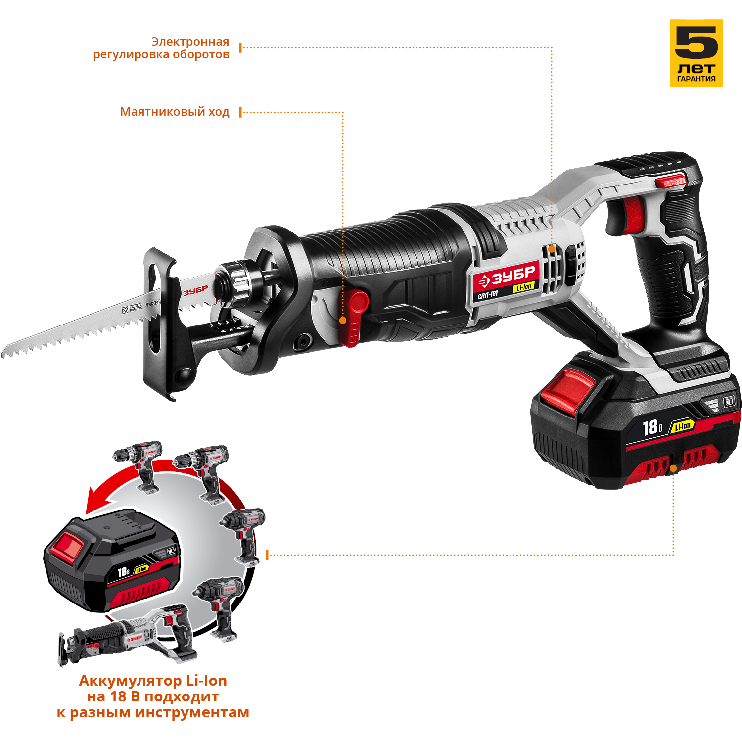 Пила сабельная аккумуляторная СПЛ-181